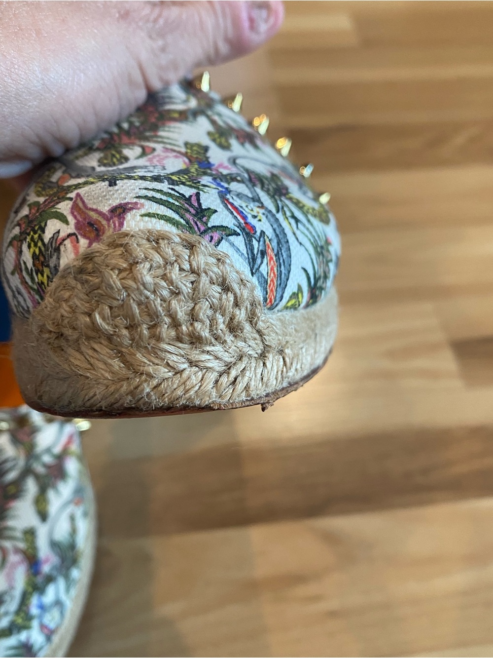 Christian Louboutin Ares Flat Loubi Jungle Spiked Espadrille. Size 9 EUC. - Picture 13 of 16